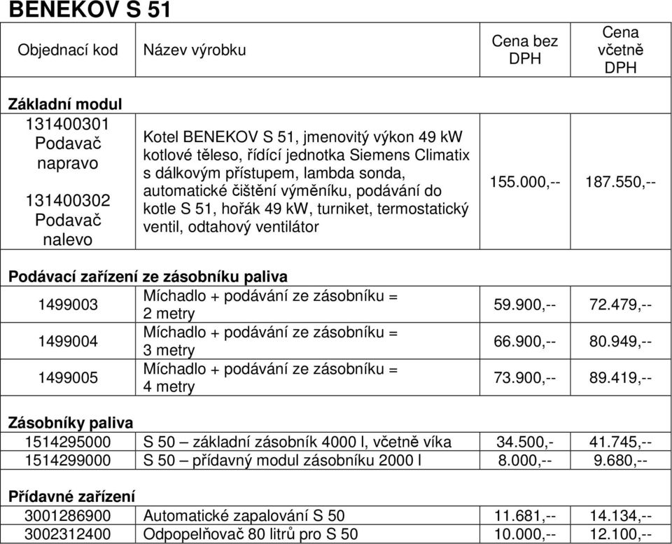 550,-- Podávací zařízení ze zásobníku paliva 1499003 Míchadlo + podávání ze zásobníku = 2 metry 1499004 Míchadlo + podávání ze zásobníku = 3 metry 1499005 Míchadlo + podávání ze zásobníku = 4 metry