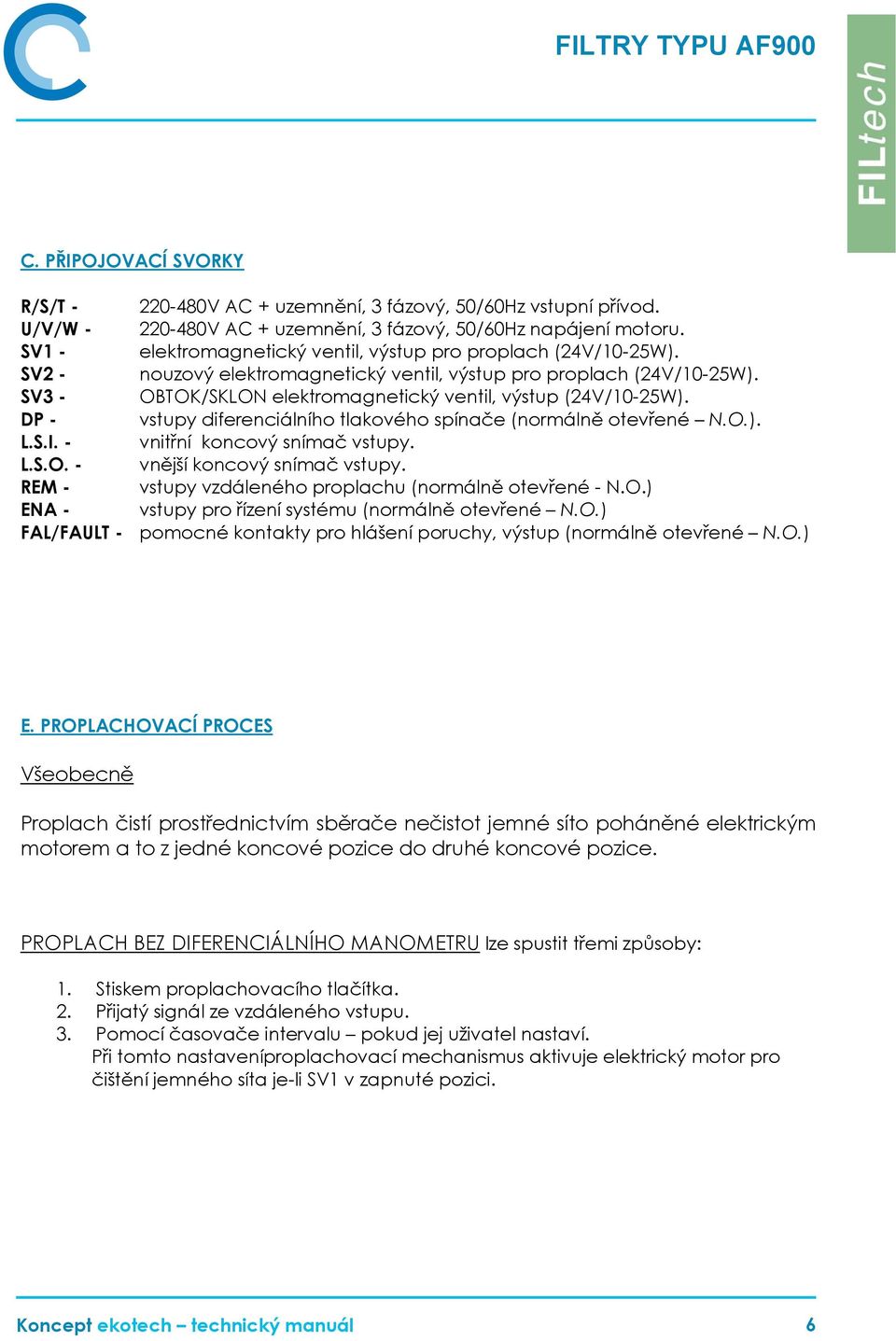 SV3 - OBTOK/SKLON elektromagnetický ventil, výstup (24V/10-25W). DP - vstupy diferenciálního tlakového spínače (normálně otevřené N.O.). L.S.I. - vnitřní koncový snímač vstupy. L.S.O. - vnější koncový snímač vstupy.