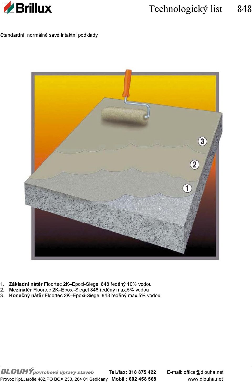 vodou 2. Mezinátěr Floortec 2K Epoxi-Siegel 848 ředěný max.