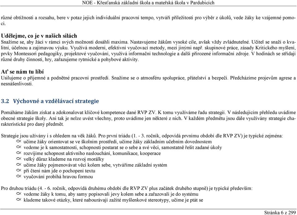 Učitel se snaží o kvalitní, účelnou a zajímavou výuku. Využívá moderní, efektivní vyučovací metody, mezi jinými např.