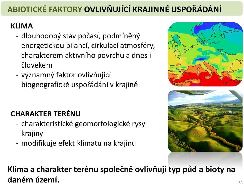 biogeografické uspořádání v krajině CHARAKTER TERÉNU - charakteristické geomorfologické rysy krajiny -