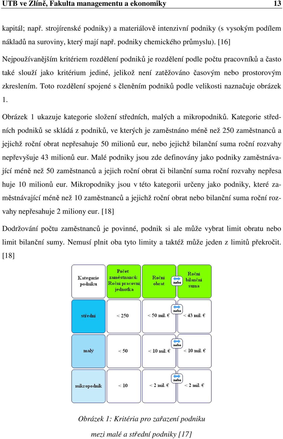 [16] Nejpoužívanějším kritériem rozdělení podniků je rozdělení podle počtu pracovníků a často také slouží jako kritérium jediné, jelikož není zatěžováno časovým nebo prostorovým zkreslením.