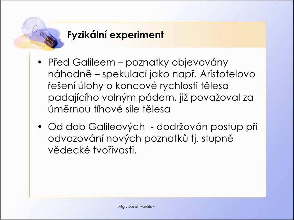 Aristotelovo řešení úlohy o koncové rychlosti tělesa padajícího volným