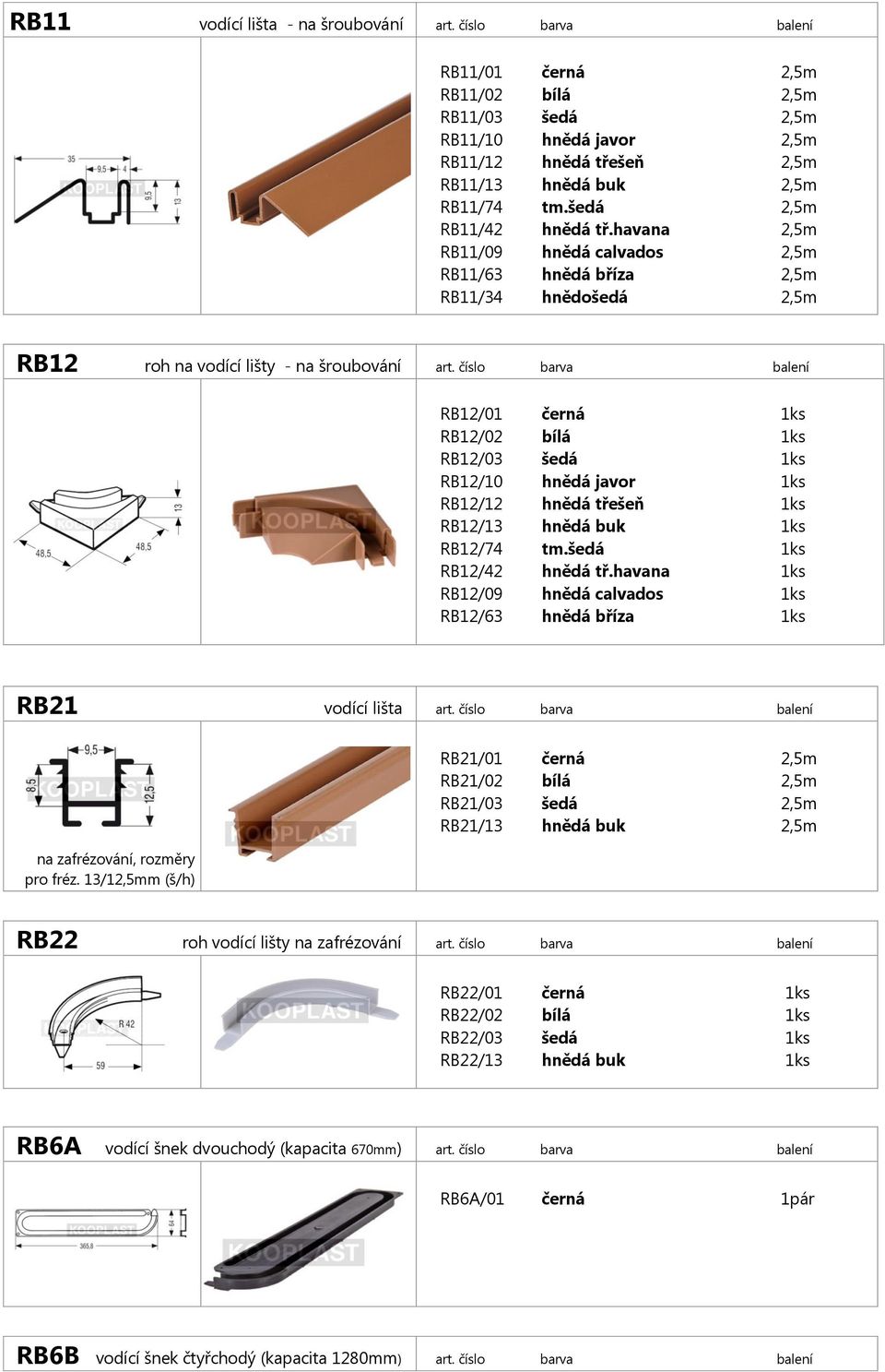 číslo barva balení RB12/01 černá 1ks RB12/02 bílá 1ks RB12/03 šedá 1ks RB12/10 hnědá javor 1ks RB12/12 hnědá třešeň 1ks RB12/13 hnědá buk 1ks RB12/74 tm.šedá 1ks RB12/42 hnědá tř.