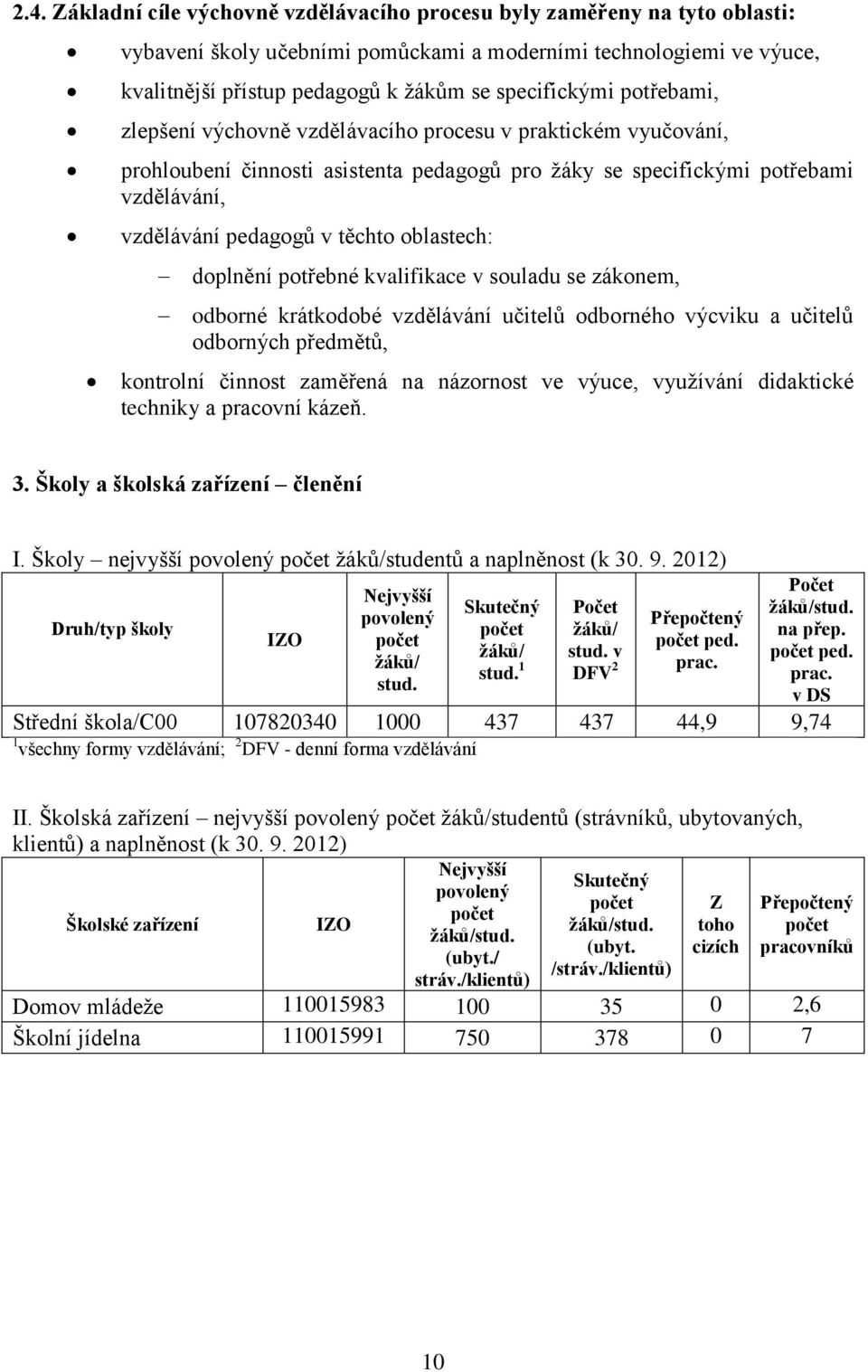 těchto oblastech: doplnění potřebné kvalifikace v souladu se zákonem, odborné krátkodobé vzdělávání učitelů odborného výcviku a učitelů odborných předmětů, kontrolní činnost zaměřená na názornost ve