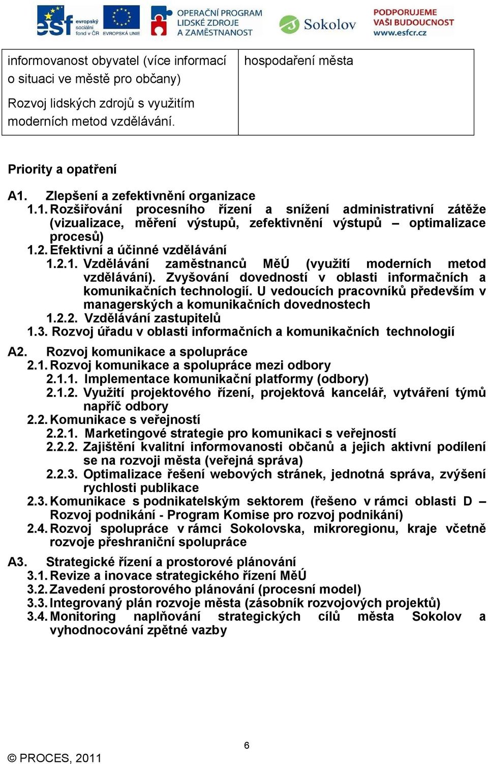 Efektivní a účinné vzdělávání 1.2.1. Vzdělávání zaměstnanců MěÚ (využití moderních metod vzdělávání). Zvyšování dovedností v oblasti informačních a komunikačních technologií.