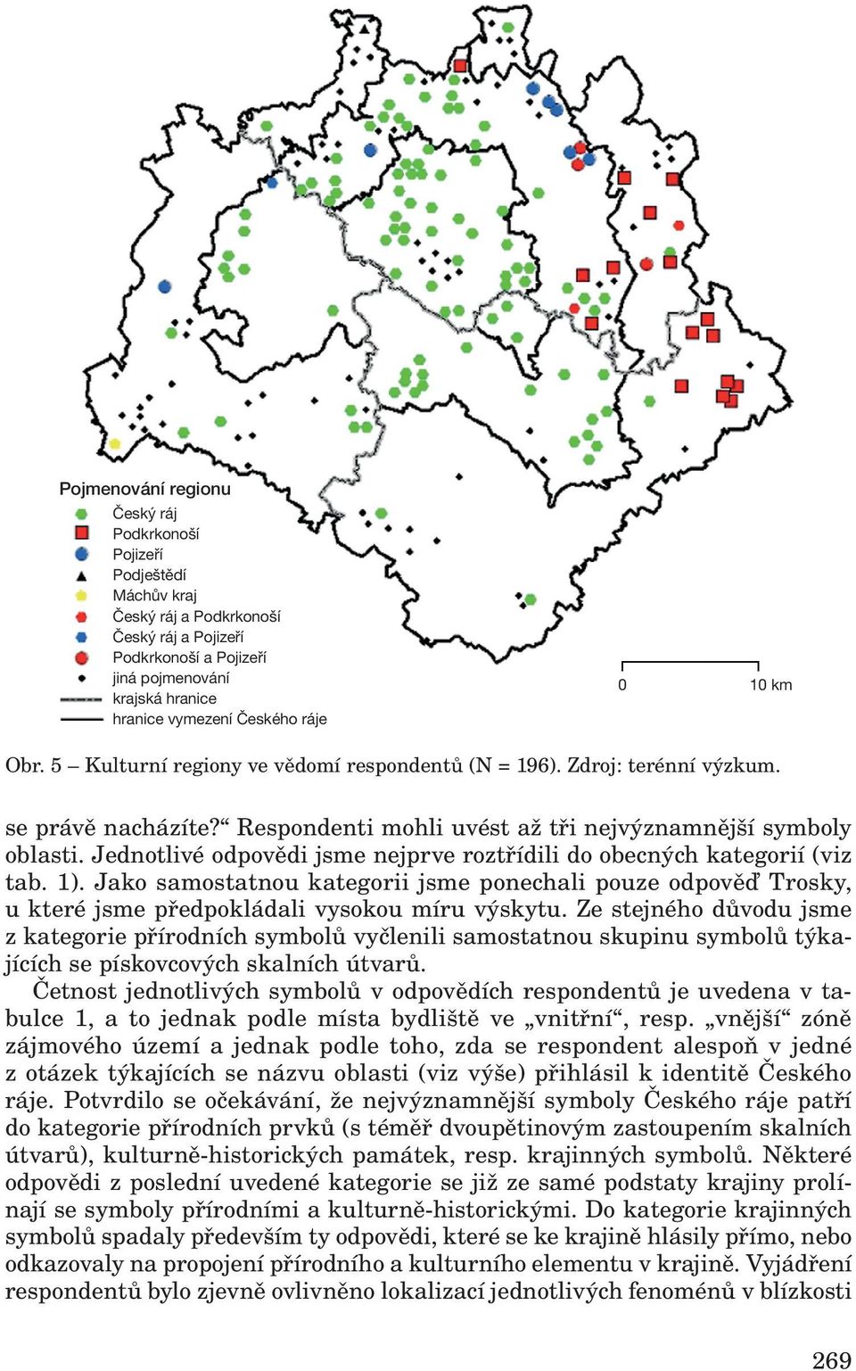 Jednotlivé odpovědi jsme nejprve roztřídili do obecných kategorií (viz tab. 1). Jako samostatnou kategorii jsme ponechali pouze odpověď Trosky, u které jsme předpokládali vysokou míru výskytu.