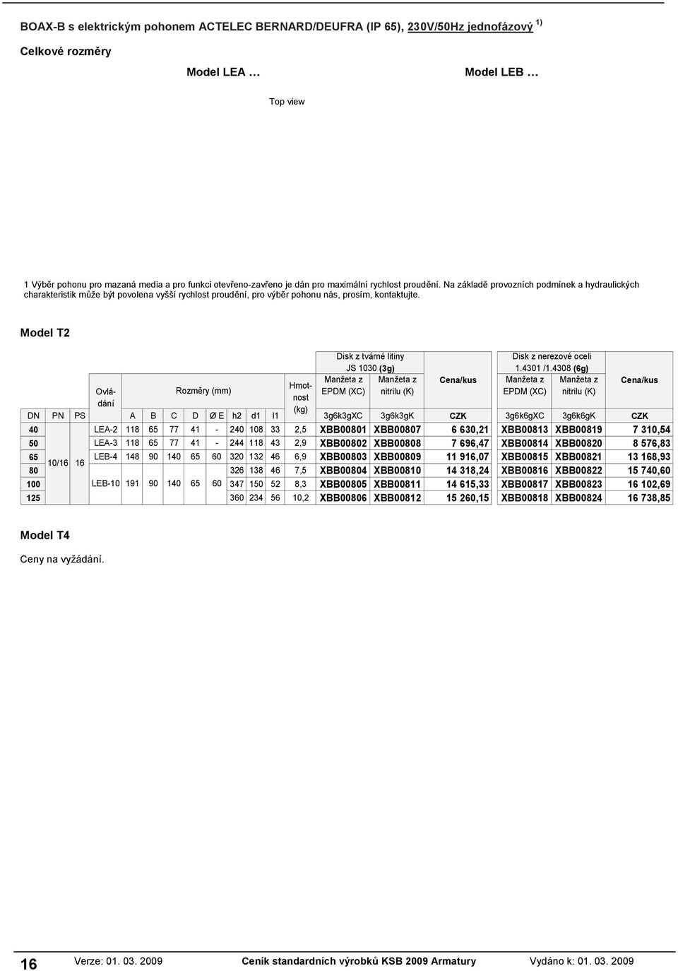 Model T2 Rozm ry (mm) dání (kg) DN PN PS A B C D Ø E h2 d1 I1 3g6k3gXC 3g6k3gK CZK 3g6k6gXC 3g6k6gK CZK 40 LEA-2 118 65 77 41-240 108 33 2,5 XBB00801 XBB00807 6 630,21 XBB00813 XBB00819 7 310,54 50
