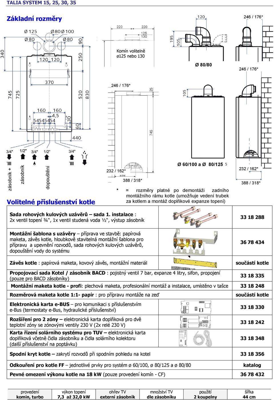 instalace : 2x ventil topení ¾, 1x ventil studená voda ½, výstup zásobník 33 18 288 Montážní šablona s uzávěry příprava ve stavbě: papírová maketa, závěs kotle, hloubkově stavitelná montážní šablona