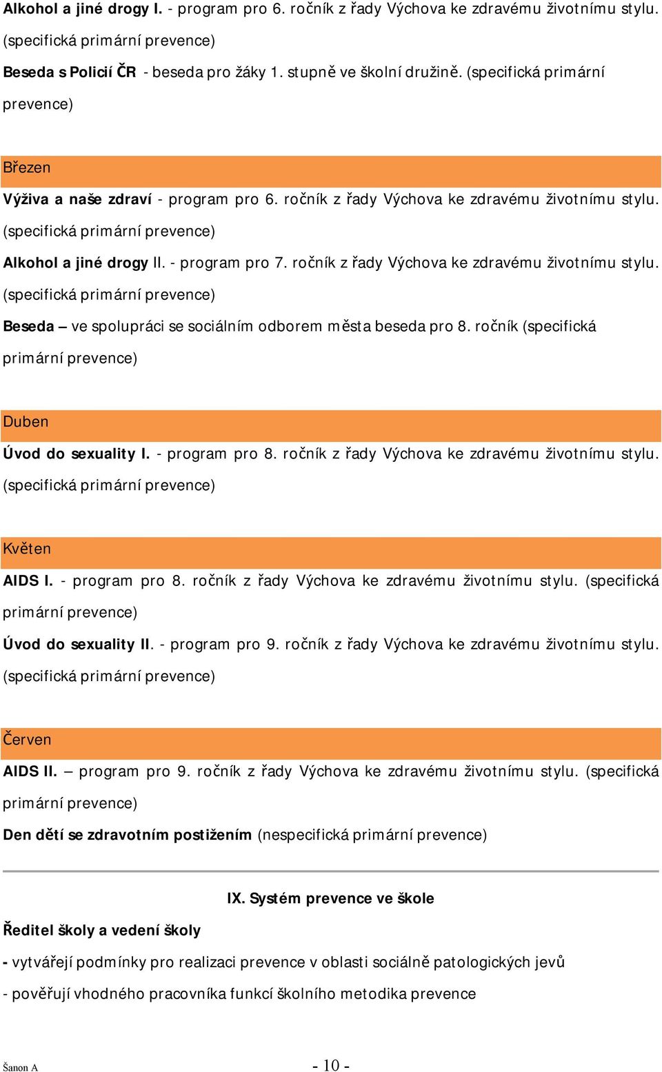 ročník z řady Výchova ke zdravému životnímu stylu. Beseda ve spolupráci se sociálním odborem města beseda pro 8. ročník (specifická primární prevence) Duben Úvod do sexuality I. - program pro 8.