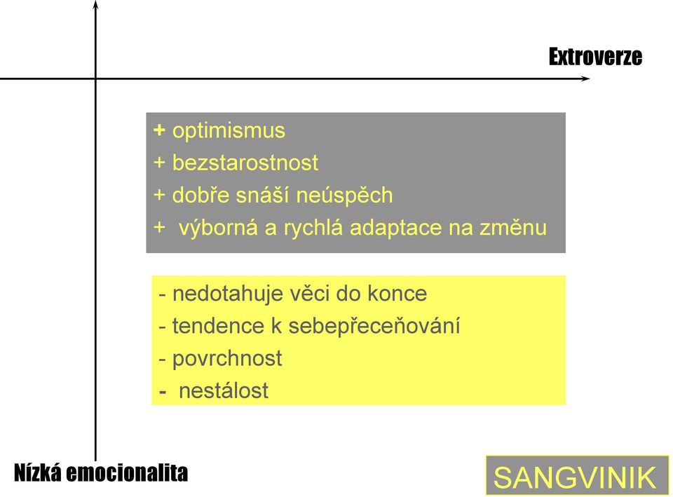 - nedotahuje věci do konce - tendence k