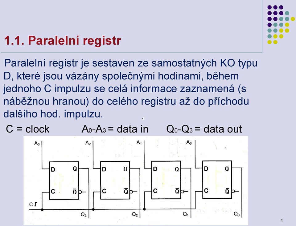 se celá informace zaznamená (s náběžnou hranou) do celého registru až do