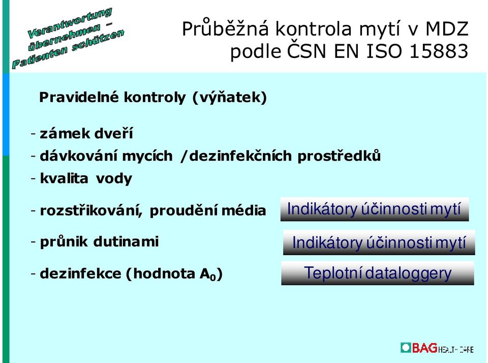 kvalita vody - rozstřikování, proudění média - průnik dutinami