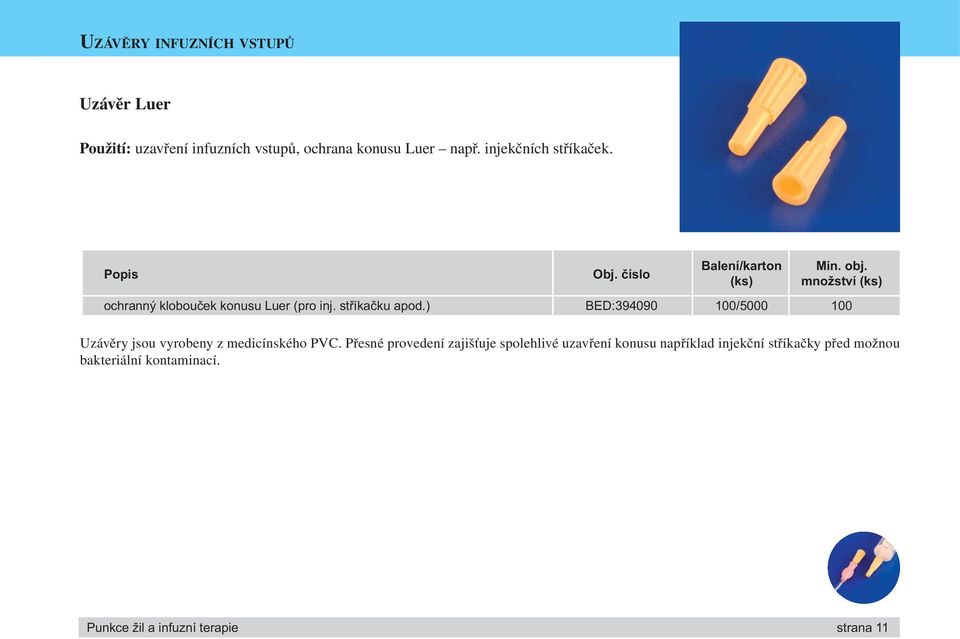množství (ks) ochranný klobouček konusu Luer (pro inj. stříkačku apod.