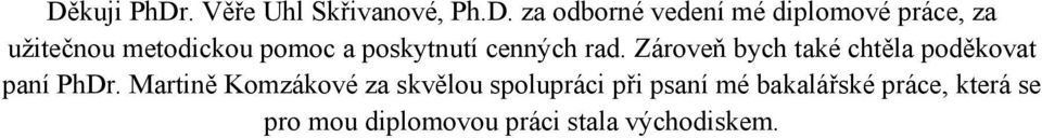 Zároveň bych také chtěla poděkovat paní PhDr.