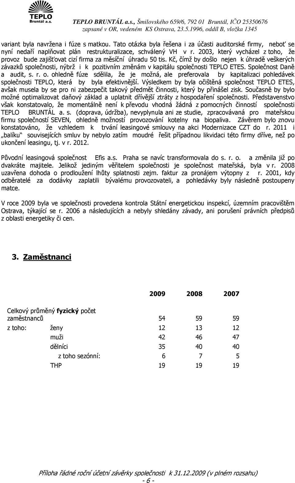 Kč, čímž by došlo nejen k úhradě veškerých závazků společnosti, nýbrž i k pozitivním změnám v kapitálu společnosti TEPLO ETES. Společnost Daně a audit, s. r. o.