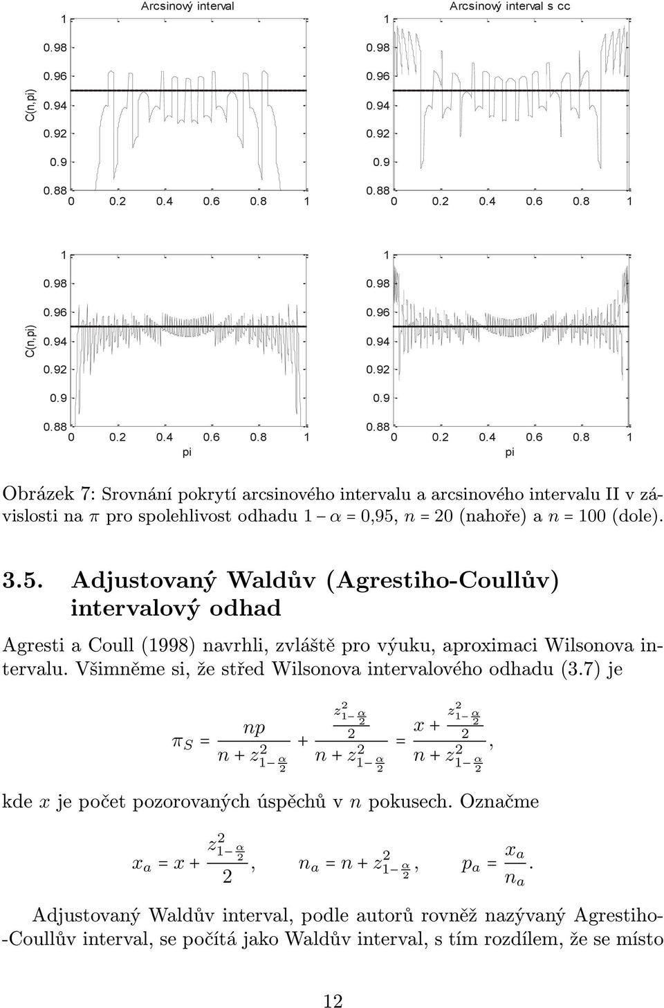 Všimněme si, že střed Wilsonova intervalového odhadu (3.