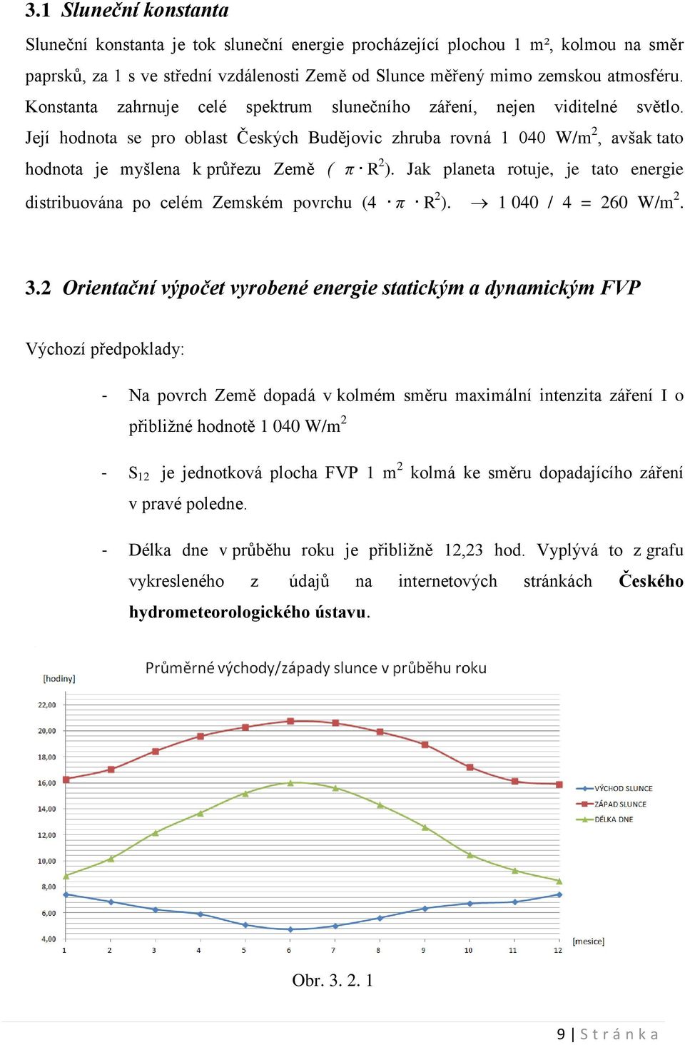 Její hodnota se pro oblast Českých Budějovic zhruba rovná 1 040 W/m 2, avšak tato hodnota je myšlena k průřezu Země ( π R 2 ).