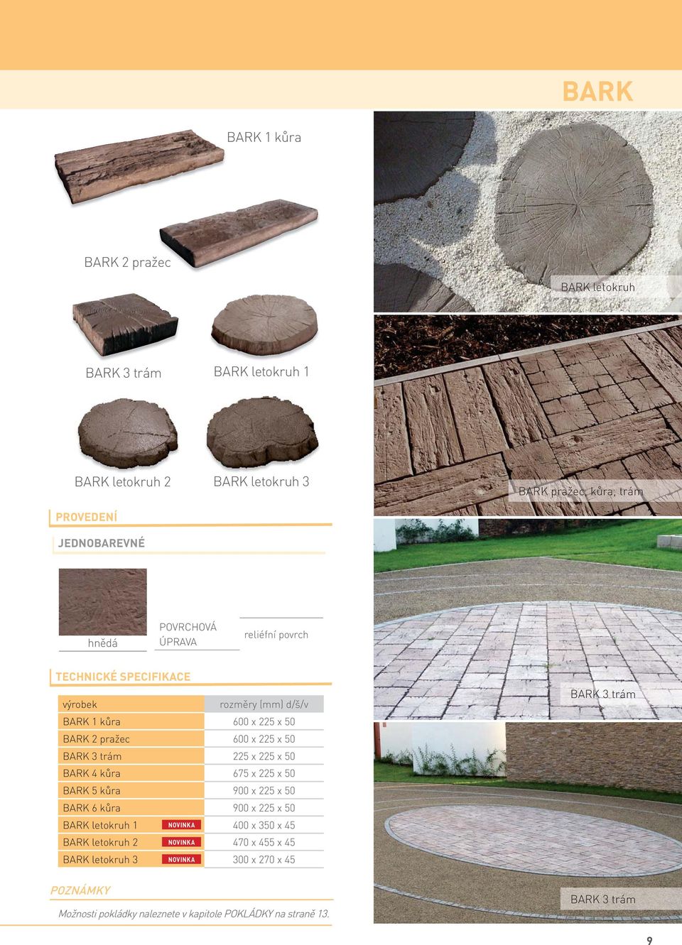 trám 225 x 225 x 50 BARK 4 kůra 675 x 225 x 50 BARK 5 kůra 900 x 225 x 50 BARK 6 kůra 900 x 225 x 50 BARK letokruh 1 NOVINKA 400 x 350 x 45 BARK letokruh