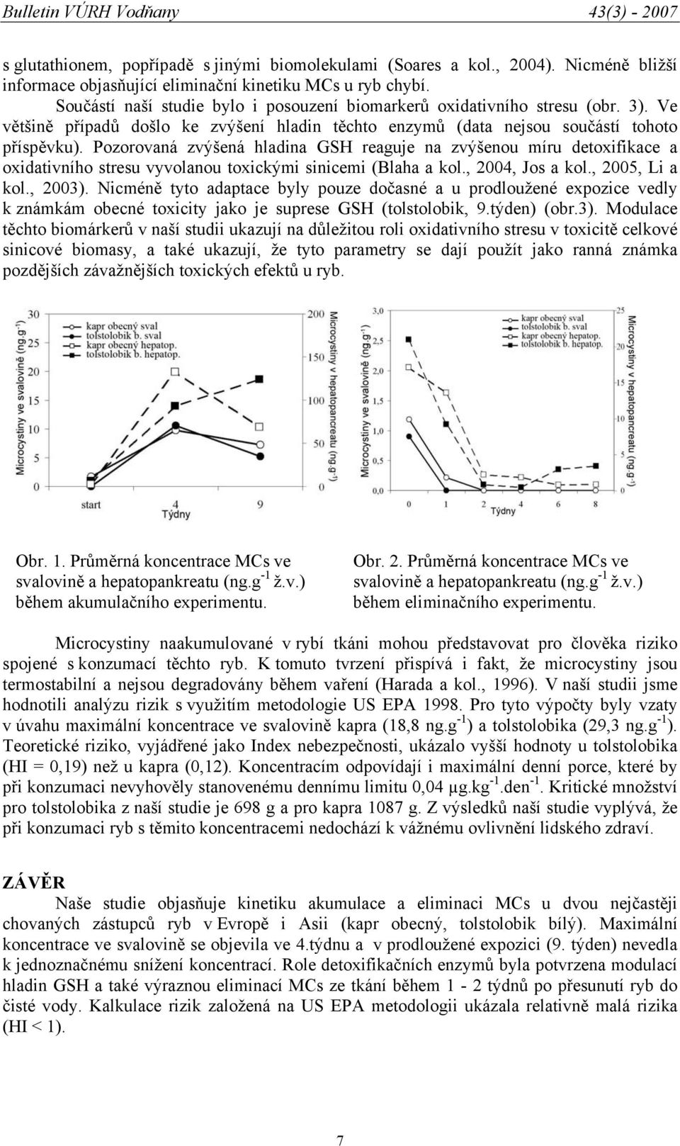 Pozorovaná zvýšená hladina GSH reaguje na zvýšenou míru detoxifikace a oxidativního stresu vyvolanou toxickými sinicemi (Blaha a kol., 2004, Jos a kol., 2005, Li a kol., 2003).