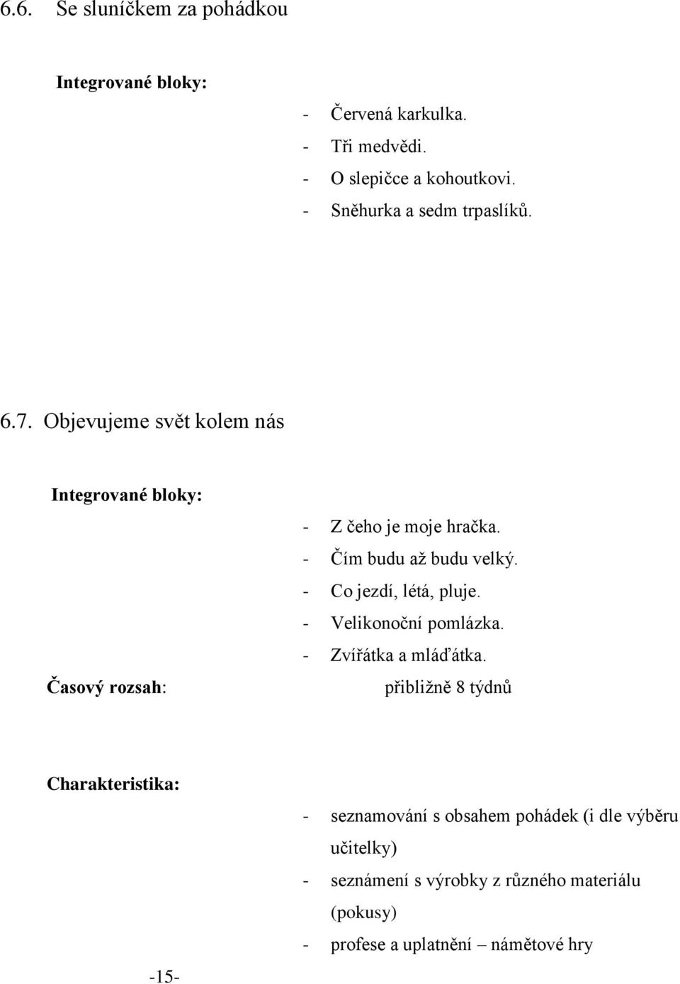 - Čím budu až budu velký. - Co jezdí, létá, pluje. - Velikonoční pomlázka. - Zvířátka a mláďátka.