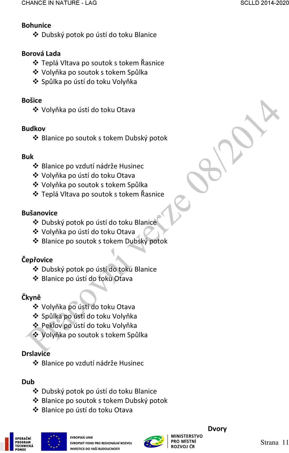 Dubský potok po ústí do toku Blanice Volyňka po ústí do toku Otava Blanice po soutok s tokem Dubský potok Čepřovice Dubský potok po ústí do toku Blanice Blanice po ústí do toku Otava Čkyně Volyňka po