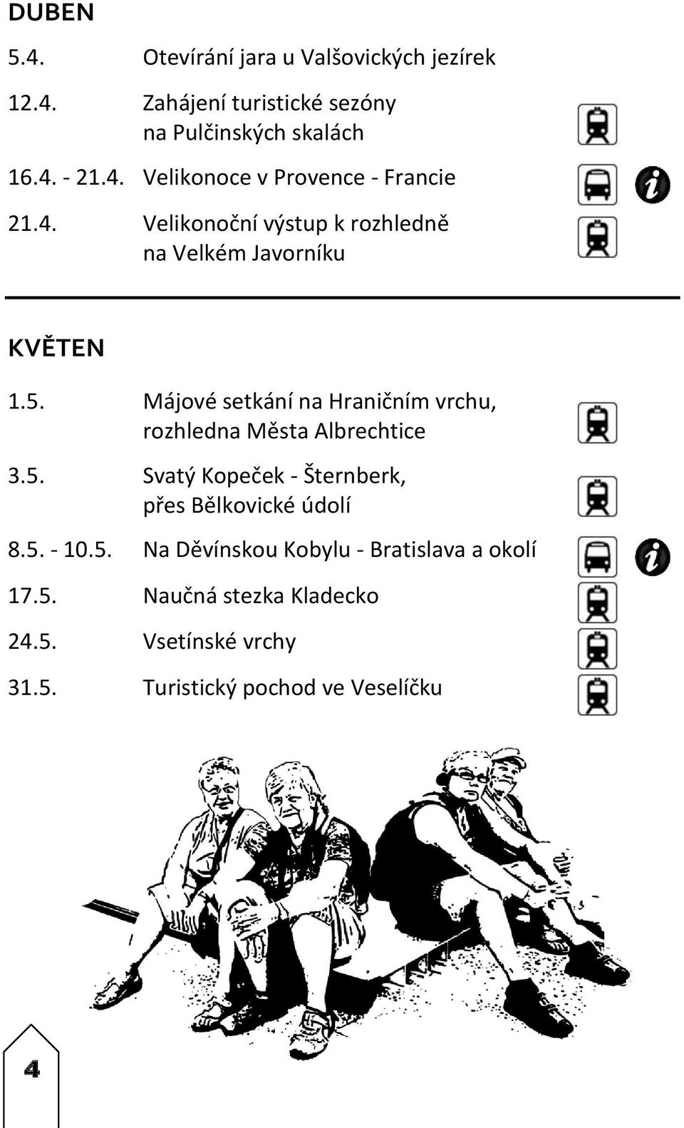 Májové setkání na Hraničním vrchu, rozhledna Města Albrechtice 3.5. Svatý Kopeček - Šternberk, přes Bělkovické údolí 8.