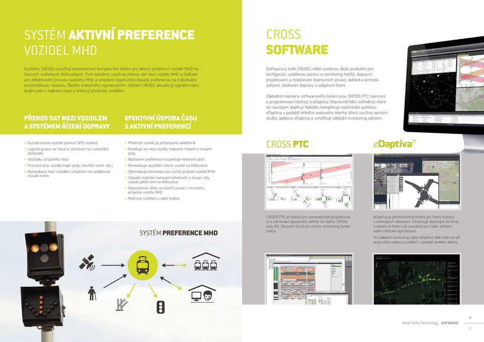 Řadiče světelného signalizačního zařízení CROSS aktualizují signální individuální plán v reálném čase a přiřazují přednost vozidlům.