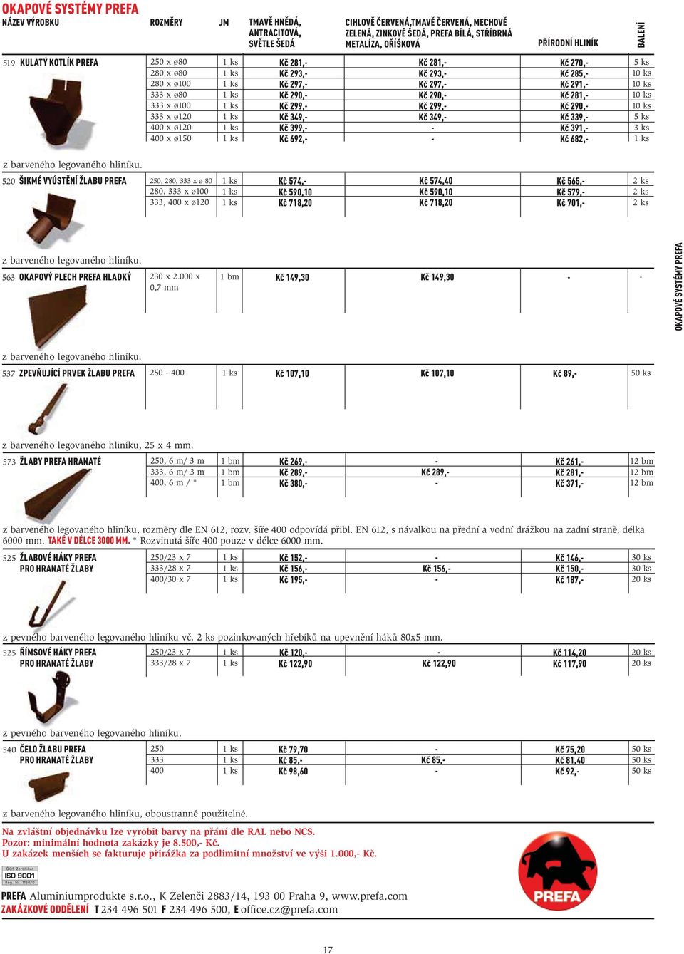 579, Kč 71, 563 OKAPOVÝ PLECH PREFA HLADKÝ 23 x 2. x,7 mm Kč 149,3 Kč 149,3 OKAPOVÉ SYSTÉMY PREFA 537 ZPEVŇUJÍCÍ PRVEK ŽLABU PREFA Kč 17,1 Kč 17,1 Kč 89, z barveného legovaného hliníku, 25 x 4 mm.