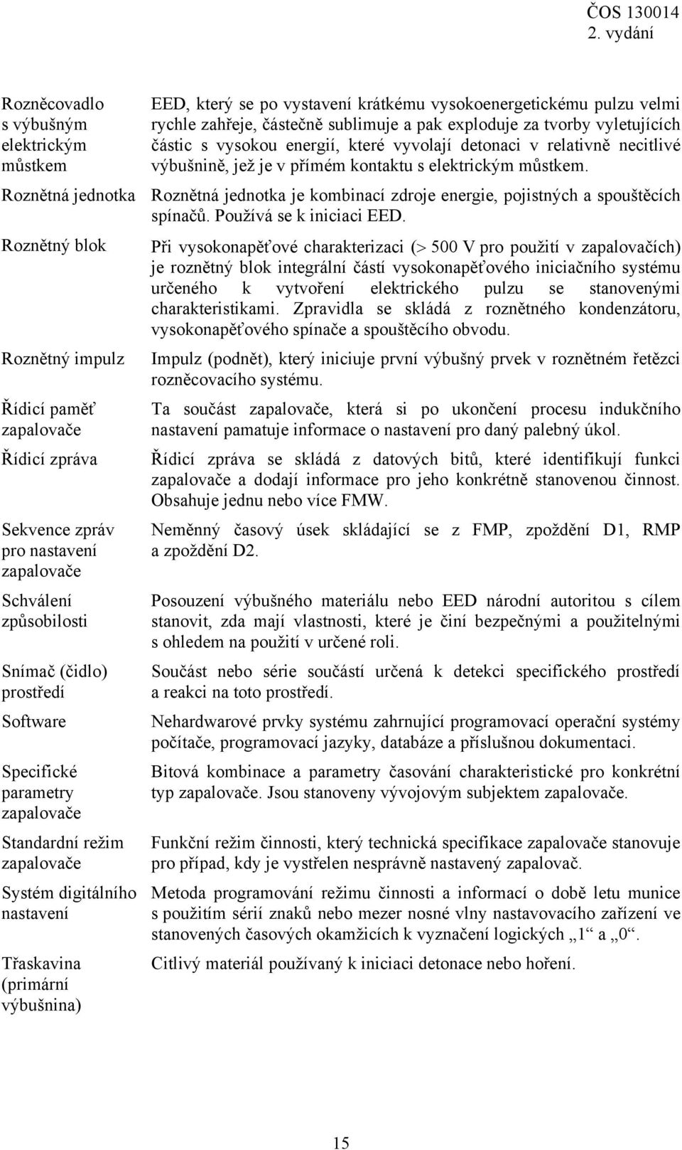 Roznětná jednotka Roznětná jednotka je kombinací zdroje energie, pojistných a spouštěcích spínačů. Používá se k iniciaci EED.