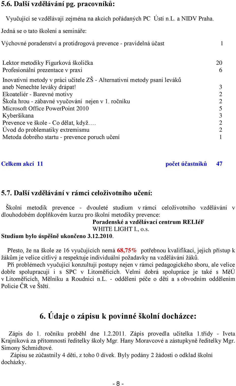 práci učitele ZŠ - Alternativní metody psaní leváků aneb Nenechte leváky drápat! 3 Ekoateliér - Barevné motivy 2 Škola hrou - zábavné vyučování nejen v 1.