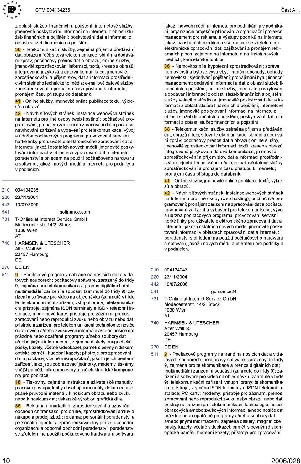 z oblasti služeb finančních a pojištění; internetové služby, jmenovitě poskytování informací na internetu z oblasti služeb finančních a pojištění; poskytování dat a informací z oblasti služeb