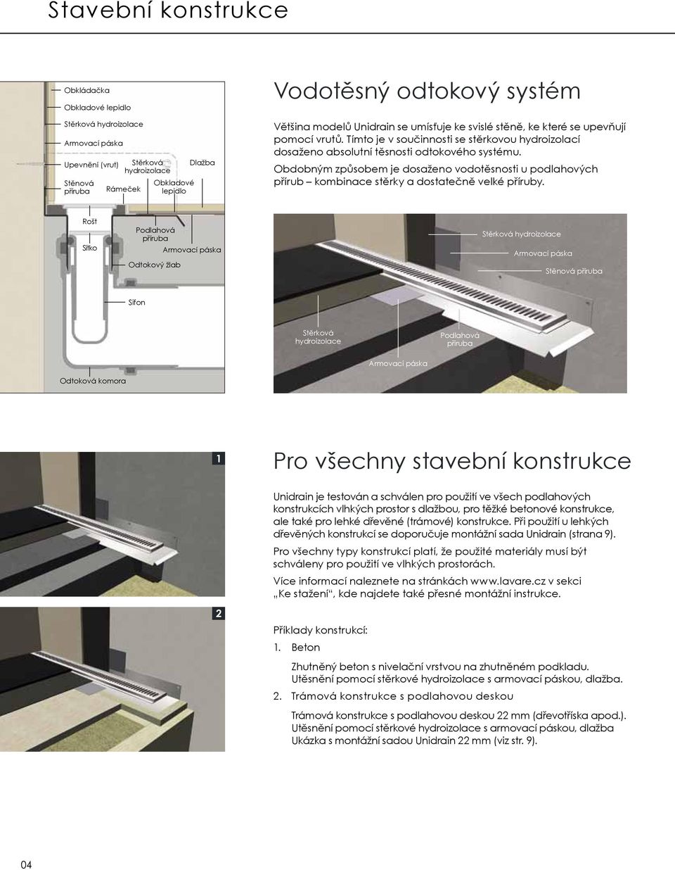 Obdobným způsobem je dosaženo vodotěsnosti u podlahových přírub kombinace stěrky a dostatečně velké příruby.