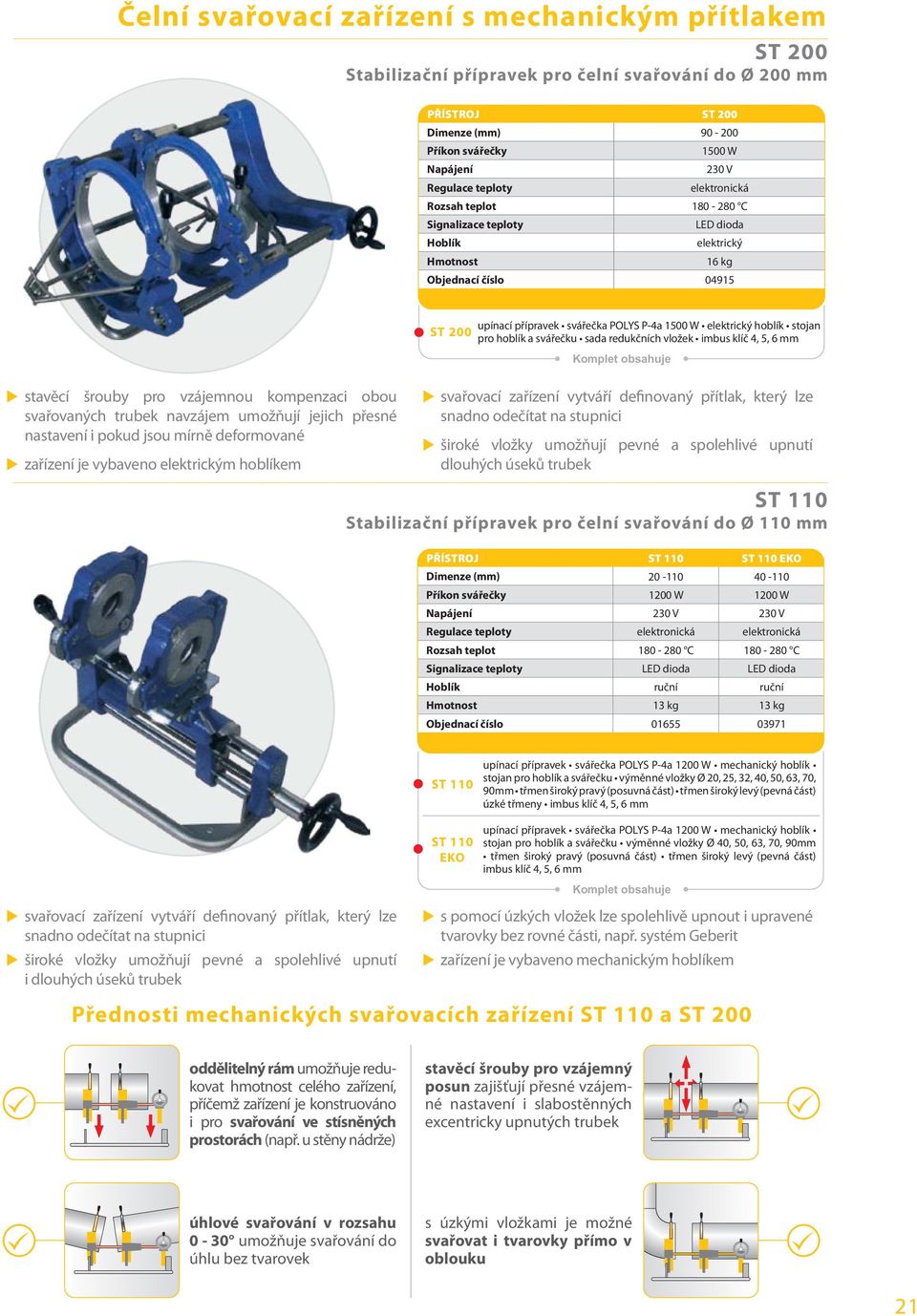 ws ST 200 upínací přípravek svářečka POLYS P-4a 1500 W elektrický hoblík stojan pro hoblík a svářečku sada redukčních vložek imbus klíč 4, 5, 6 mm stavěcí šrouby pro vzájemnou kompenzaci obou