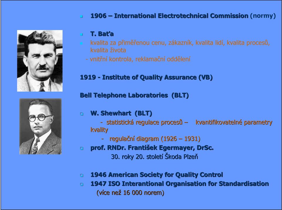 Institute of Quality Assurance (VB) Bell Telephone Laboratories (BLT) W.