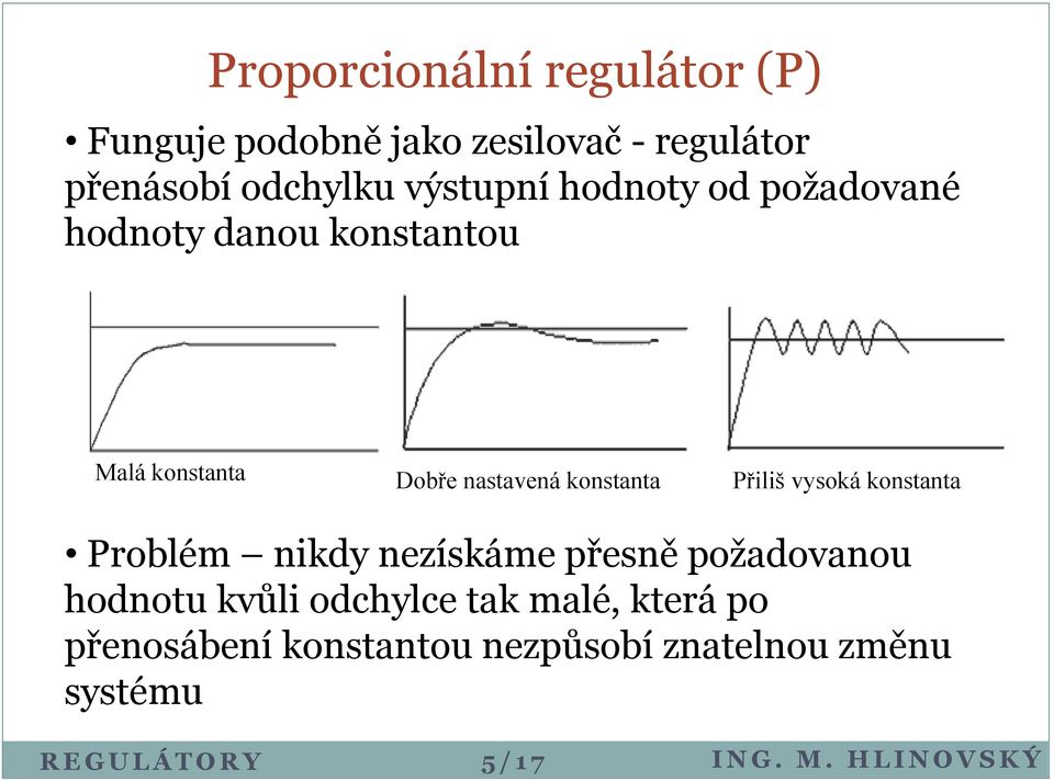 konstanta Přiliš vysoká konstanta Problém nikdy nezískáme přesně požadovanou hodnotu kvůli