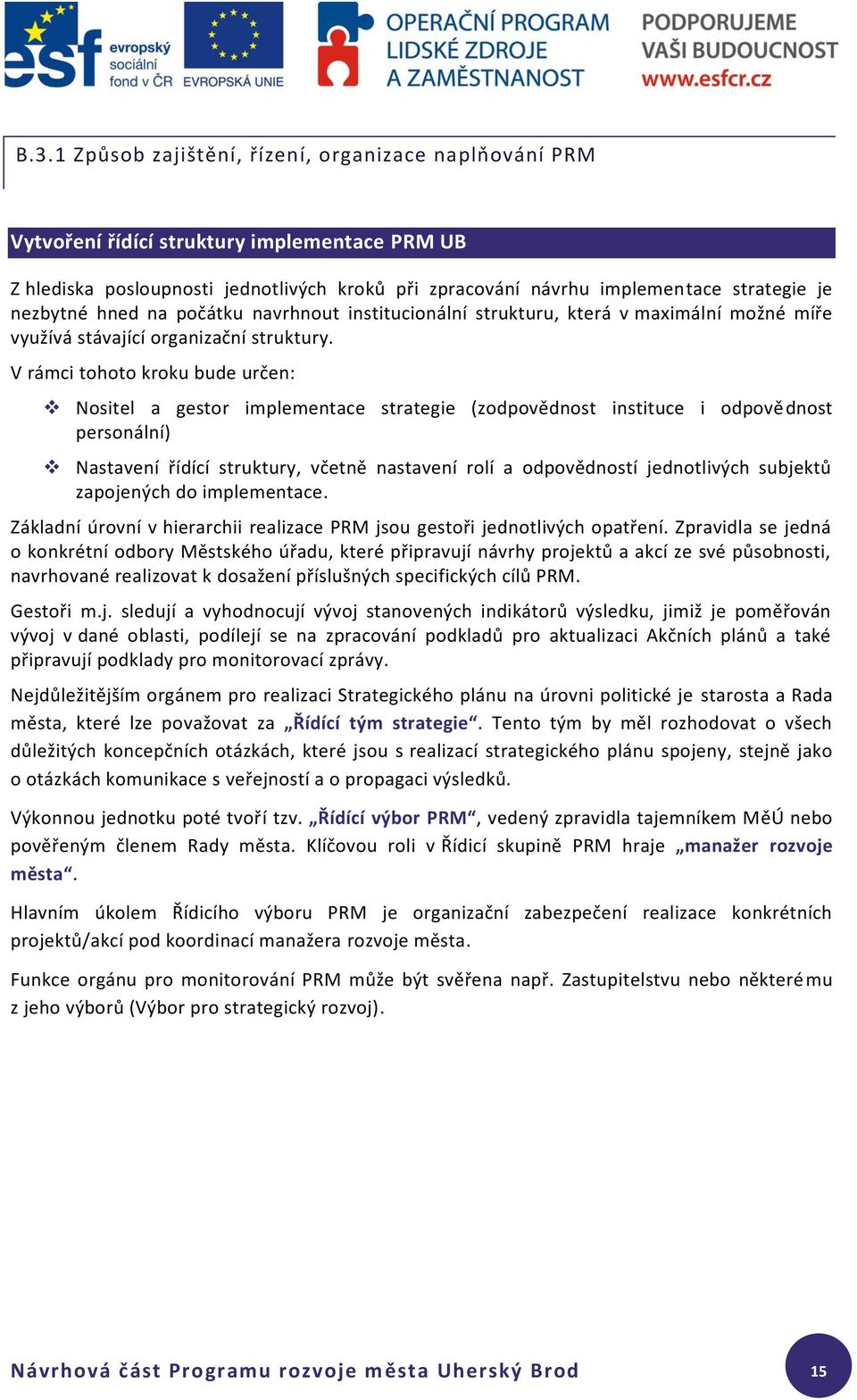 V rámci tohoto kroku bude určen: Nositel a gestor implementace strategie (zodpovědnost instituce i odpovědnost personální) Nastavení řídící struktury, včetně nastavení rolí a odpovědností