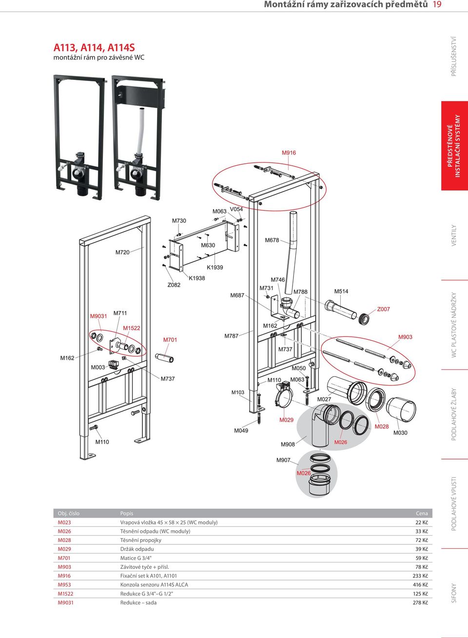 39 Kč M701 Matice G 3/4" 59 Kč M903 Závitové tyče + přísl.