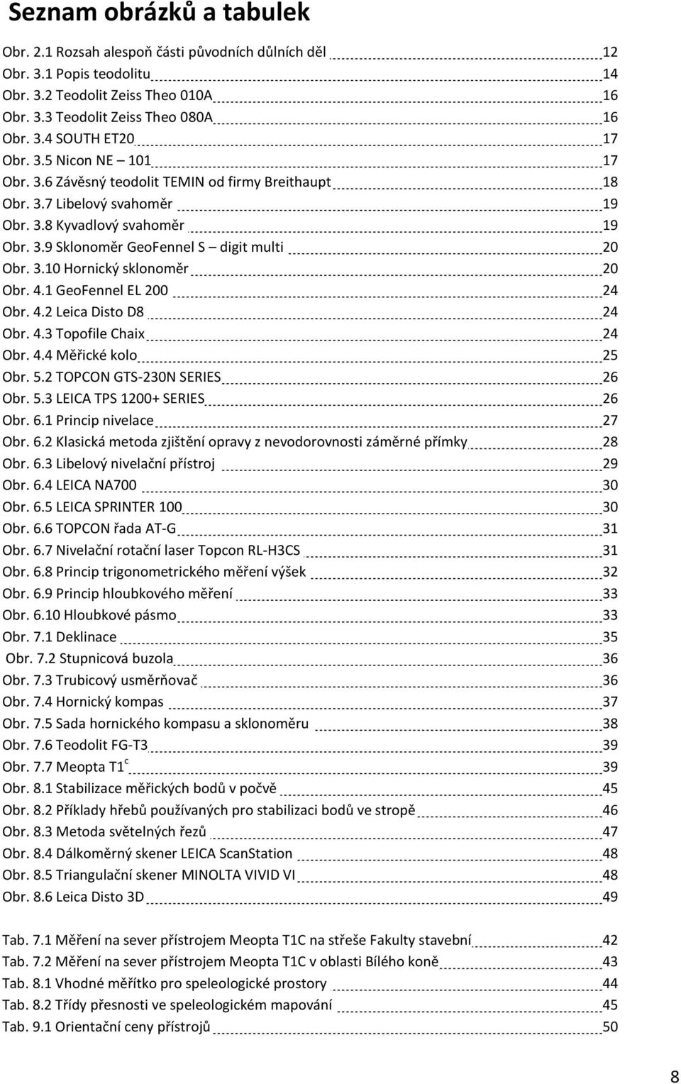 4.1 GeoFennel EL 200 24 Obr. 4.2 Leica Disto D8 24 Obr. 4.3 Topofile Chaix 24 Obr. 4.4 Měřické kolo 25 Obr. 5.2 TOPCON GTS-230N SERIES 26 Obr. 5.3 LEICA TPS 1200+ SERIES 26 Obr. 6.