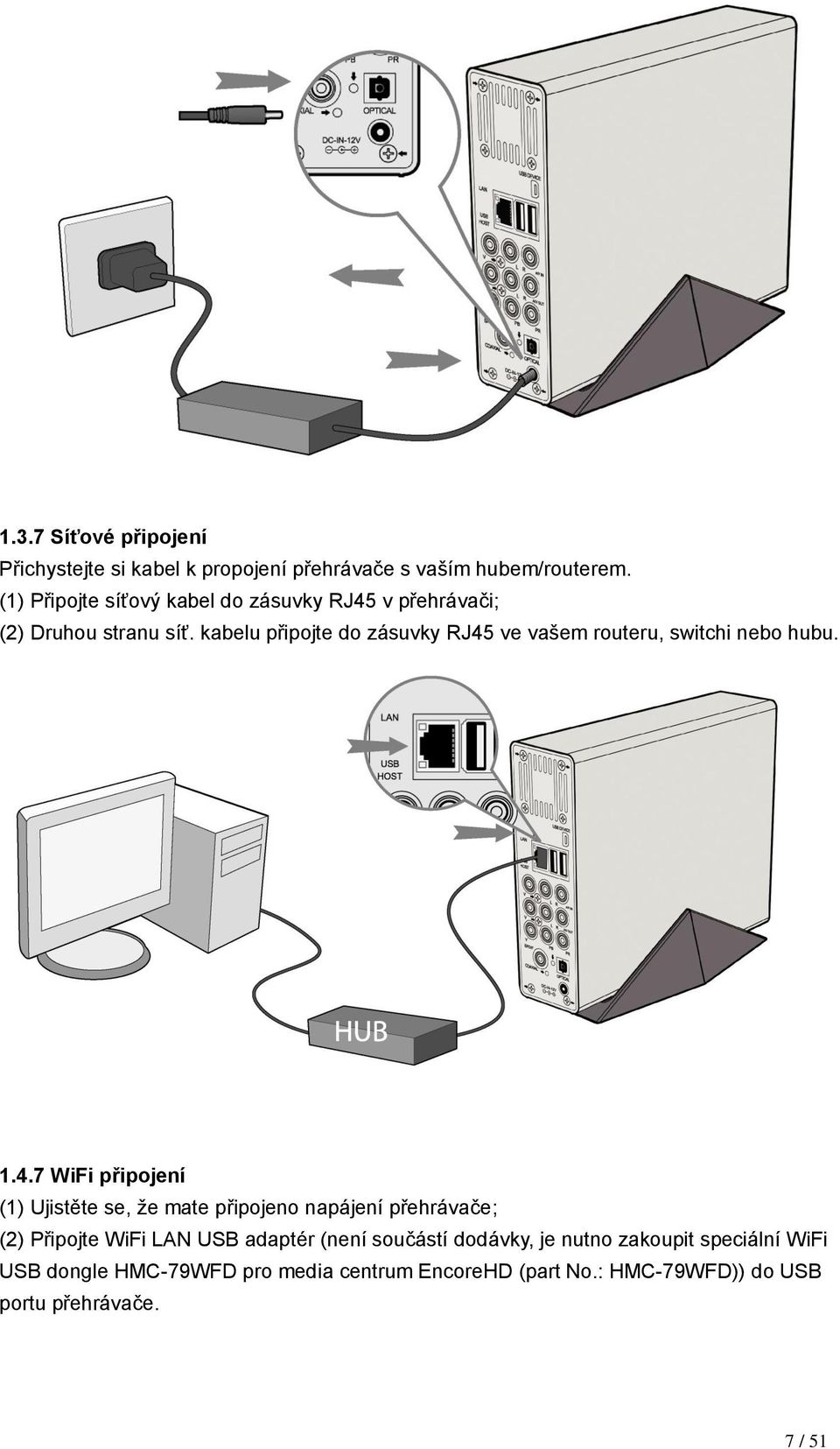 kabelu připojte do zásuvky RJ45