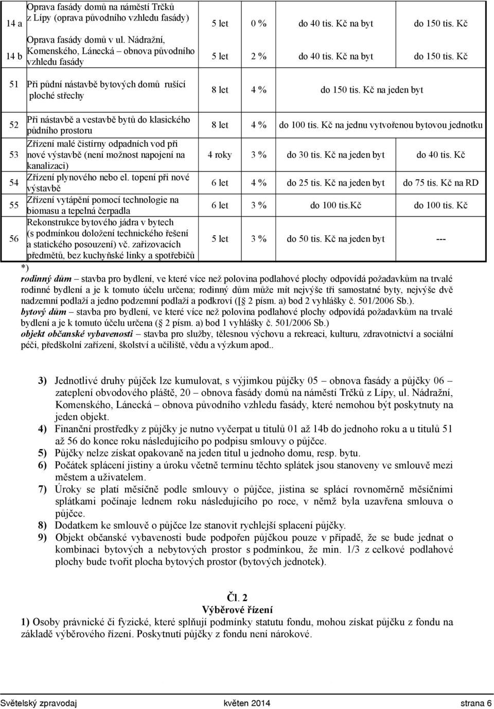 Kč na jeden byt 52 Při nástavbě a vestavbě bytů do klasického půdního prostoru 8 let 4 % do 100 tis.