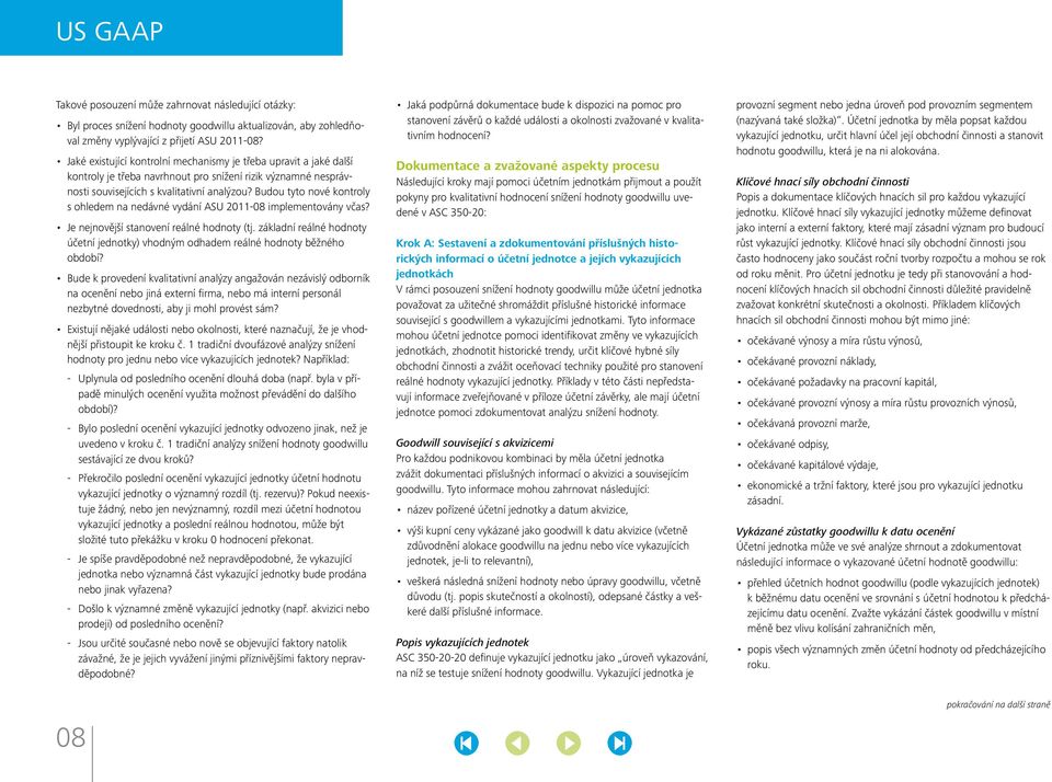 Budou tyto nové kontroly s ohledem na nedávné vydání ASU 2011-08 implementovány včas? Je nejnovější stanovení reálné hodnoty (tj.