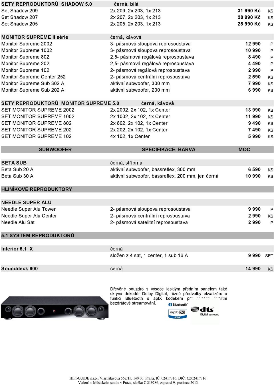 Supreme 802 Monitor Supreme 202 Monitor Supreme 102 Monitor Supreme Center 252 Monitor Supreme Sub 302 A Monitor Supreme Sub 202 A, kávová 2,5- pásmová regálová reprosoustava 2,5- pásmová regálová