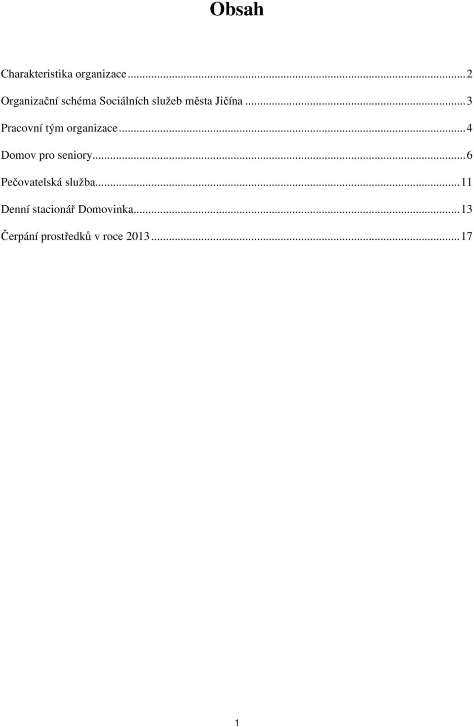 .. 3 Pracovní tým organizace... 4 Domov pro seniory.