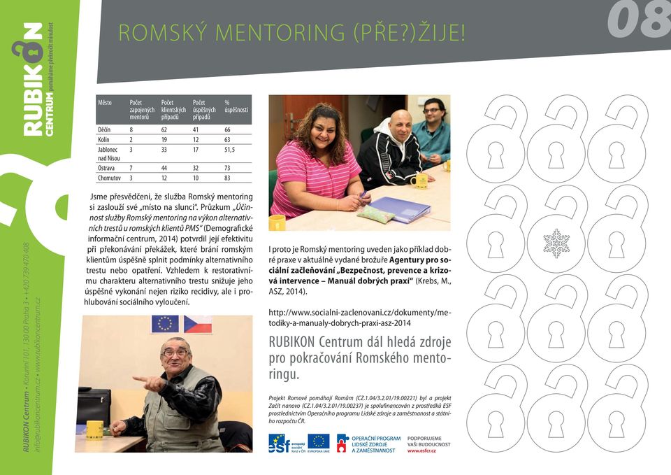 úspěšnosti Jsme přesvědčeni, že služba Romský mentoring si zaslouží své místo na slunci.