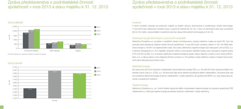 rekonstrukce a modernizace výrobní technologie. V roce 2013 byly realizovány investiční akce v souhrnné hodnotě 92 mil. Kč,