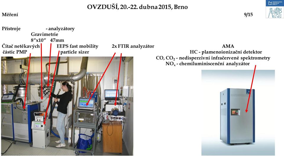 particle sizer HC - plamenoionizační detektor CO, CO 2 -