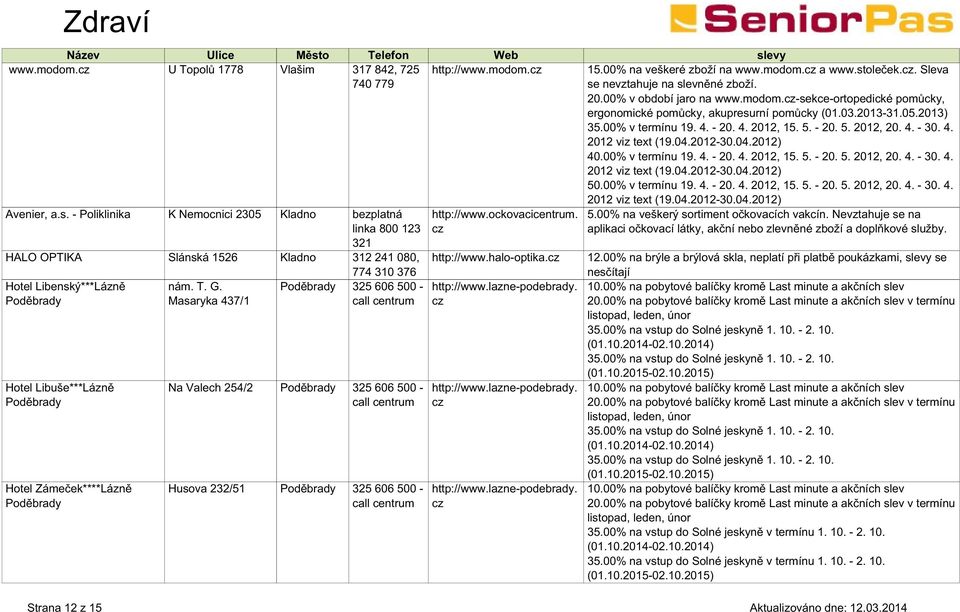 2012-30.04.2012) 40.00% v termínu 19. 4. - 20. 4. 2012, 15. 5. - 20. 5. 2012, 20. 4. - 30. 4. 2012 viz text (19.04.2012-30.04.2012) 50.00% v termínu 19. 4. - 20. 4. 2012, 15. 5. - 20. 5. 2012, 20. 4. - 30. 4. 2012 viz text (19.04.2012-30.04.2012) Avenier, a.