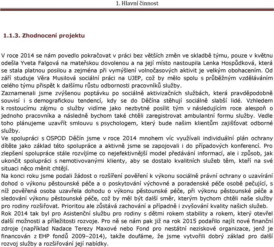 Hospůdková, která se stala platnou posilou a zejména při vymýšlení volnočasových aktivit je velkým obohacením.