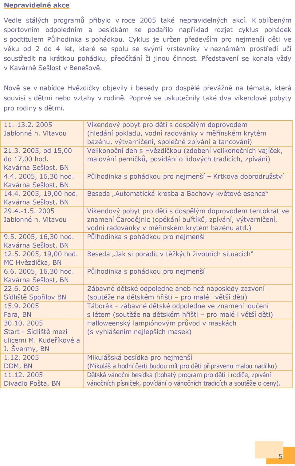 Cyklus je určen především pro nejmenší děti ve věku od 2 do 4 let, které se spolu se svými vrstevníky v neznámém prostředí učí soustředit na krátkou pohádku, předčítání či jinou činnost.